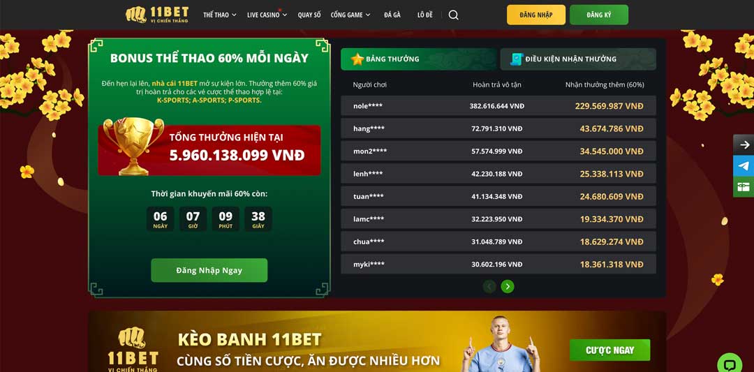 đa dạng khuyến mãi nhà cái 11bet